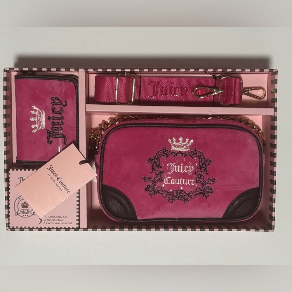 Juicy Couture Gift Set Free Love Heritage Slim Camera Bag & Envelope Card Case